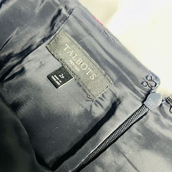 Talbots Sz 2P Wool Plaid Tartan Navy Pink Green Skirt Mini Modern Beautiful 0739 - Picture 7 of 9